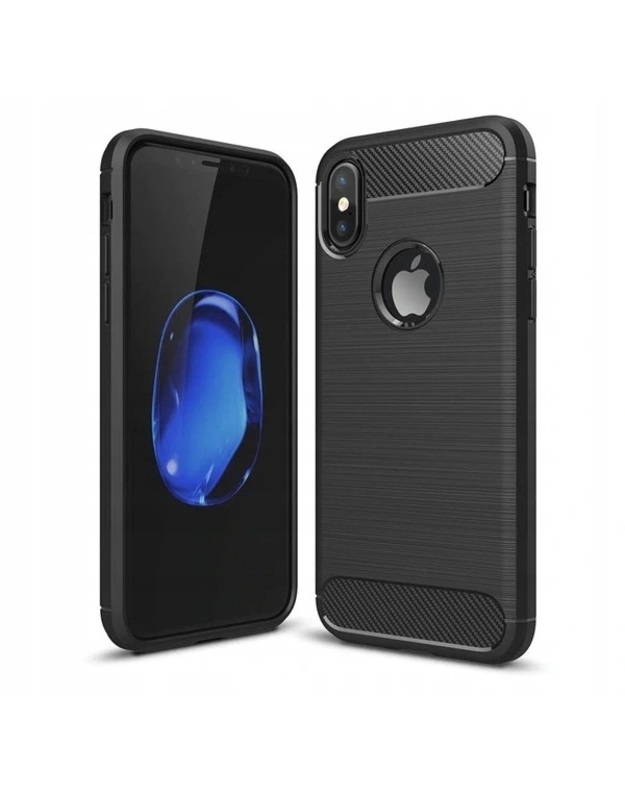 CARBON, skirtas Apple iPhone X FORCELL Silikoninis dangtelis Juodas