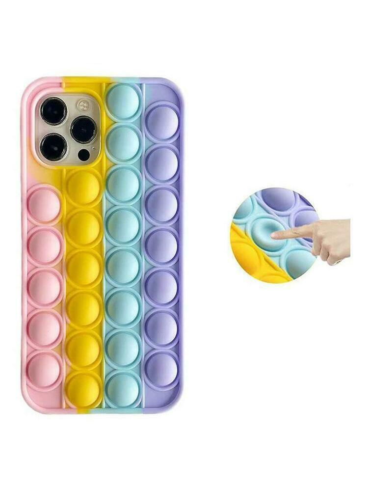 Push Bubble dėklas, skirtas Iphone 11 rožinė-geltona-mėlyna-violetinė spalvos
