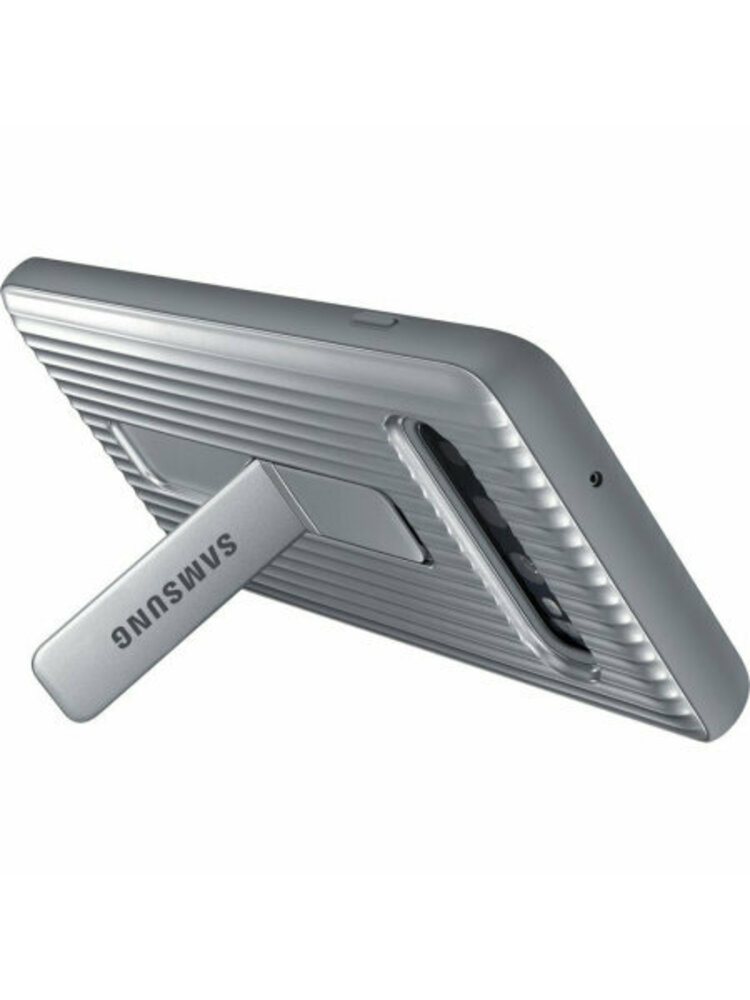 Originalus „Samsung Galaxy S10 Plus“ apsauginis stovas-dėklas – sidabrinis