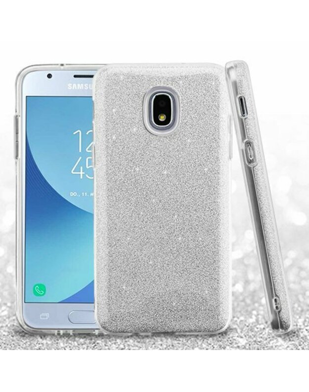 Glitter 3in1 Samsung J3 2017 sidabrinis dėklas