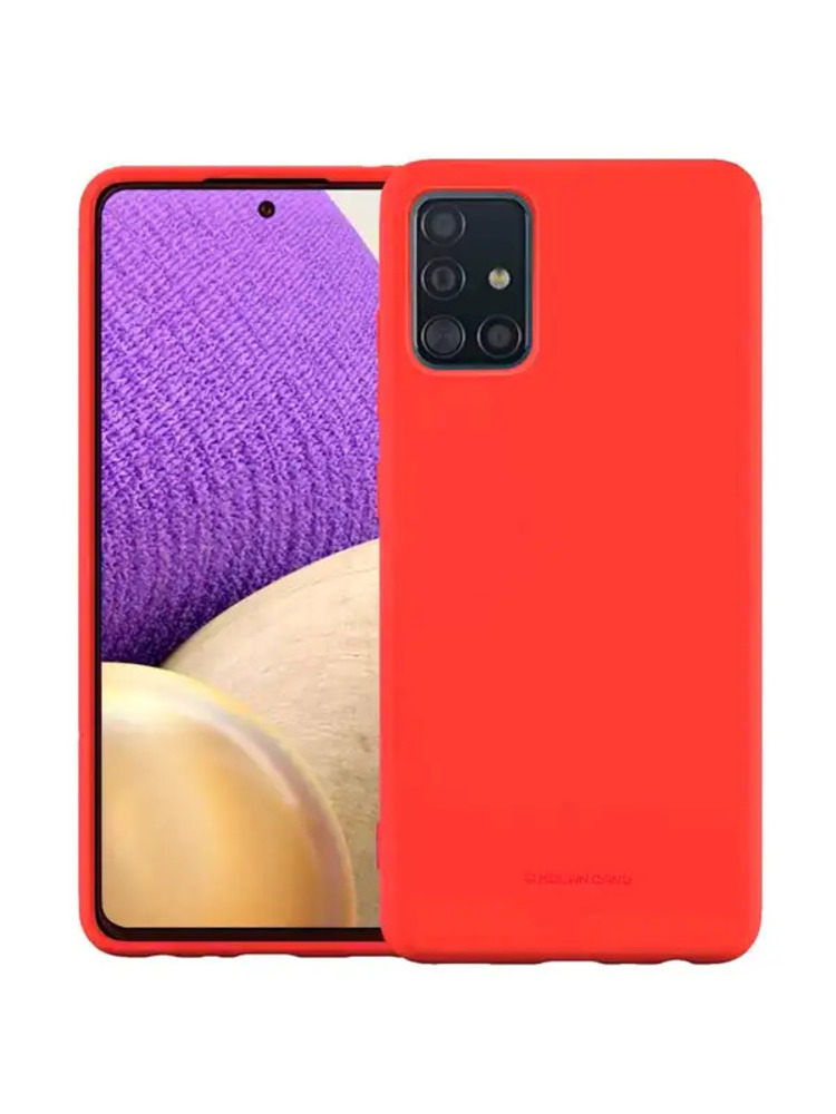 „Samsung Galaxy A51“ galinis dangtelis, skysto silikono gelio gumos smūgiams atsparus ir minkštas mikropluošto audinio pagalvėlės formos galinis dėklas, skirtas „Samsung Galaxy A51“ (raudonas)