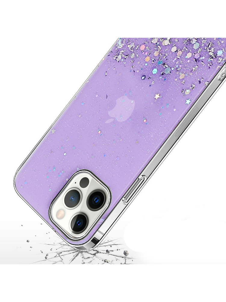Blizgantis dėklas iPhone 13 Pro, violetinis