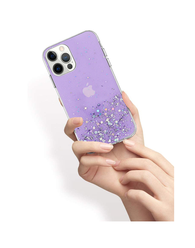 Blizgantis dėklas iPhone 13 Pro, violetinis