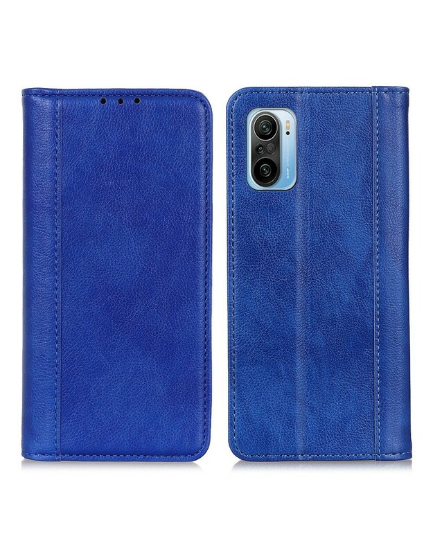 Piniginės dėklas skirtas Xiaomi POCO F3, Litchi Leather, Mėlyna