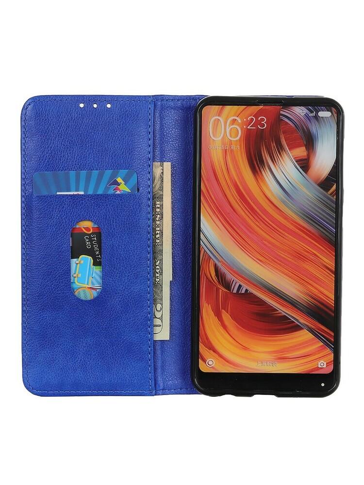 Piniginės dėklas skirtas Xiaomi POCO F3, Litchi Leather, Mėlyna