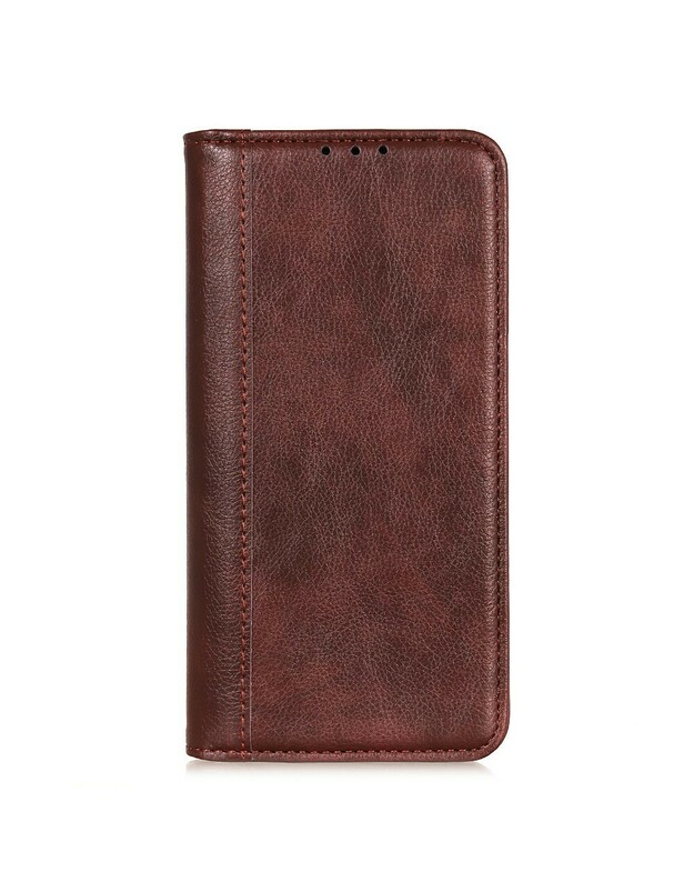 Piniginės dėklas skirtas Xiaomi POCO F3, Litchi Leather, rudas