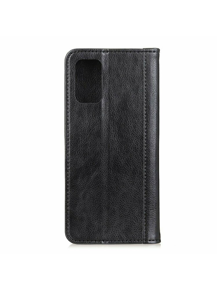 Piniginės dėklas Xiaomi Poco M3, Litchi Leather, juodas