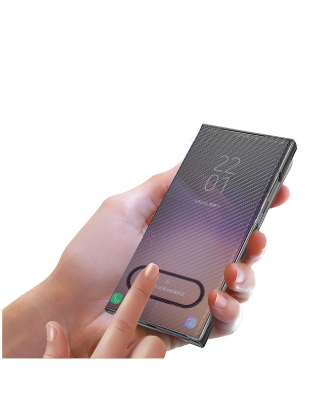 Carbon Fiber Folio Flip dėklas, skirtas Samsung Galaxy A32 4G, juodas