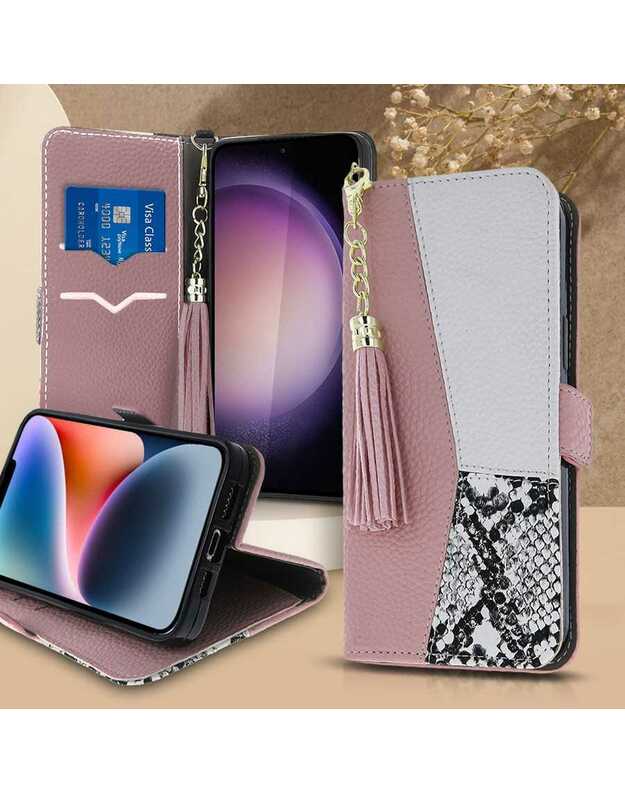 „Samsung Galaxy A13 4G“ – „Smart Charms“ dėklas mobiliajai piniginei rožinė