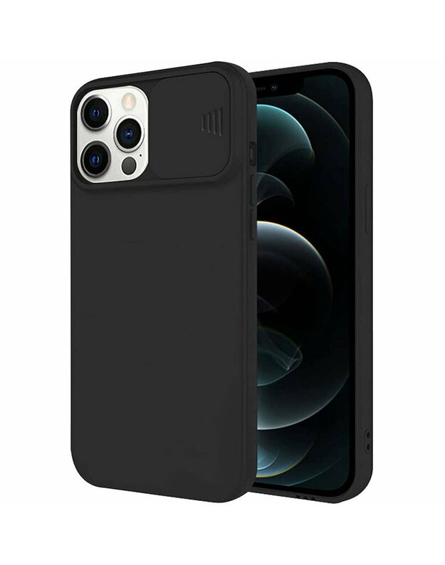 Dėklas IPHONE 11 PRO MAX Nexeri Silicone Lens Privacy Slider Camera Dangtelis juodas