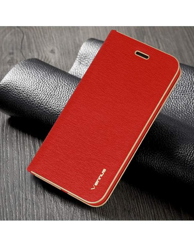 Samsung Galaxy A22 5G Vennus Book dėklas, raudonas