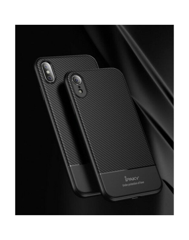 IPAKY Carbon Fiber dėklas iPhone XR juodas