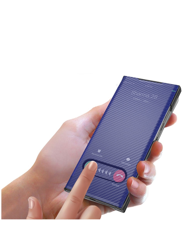 Carbon Fiber Folio Flip dėklas, skirtas Xiaomi Redmi Note 10 / 10S, mėlynas