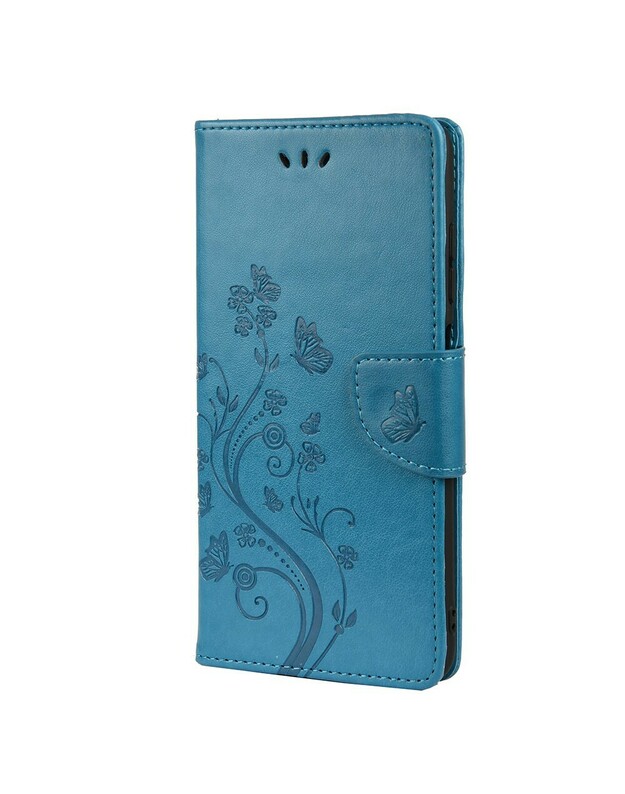 Piniginės dėklas, skirtas Samsung Galaxy A03s, Butterfly, mėlynas
