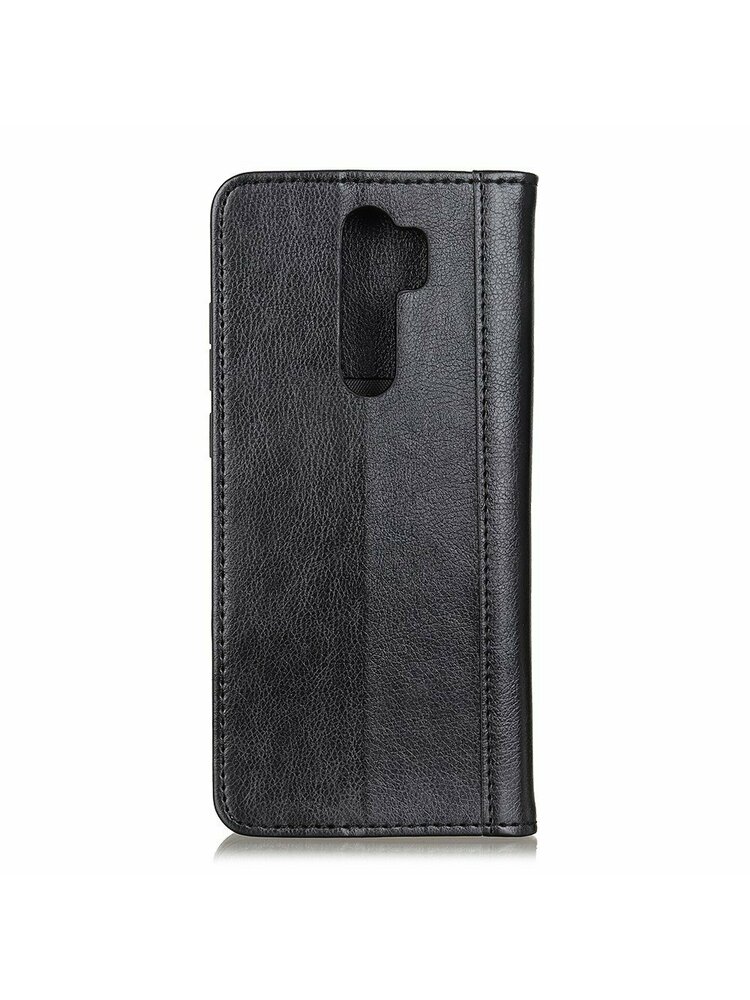 Piniginės dėklas, skirtas Xiaomi Redmi 9 – Litchi Leather – juodas
