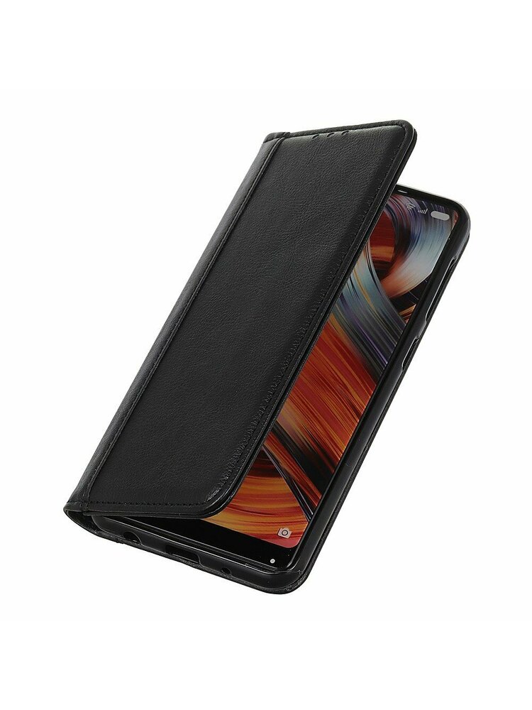 Piniginės dėklas, skirtas Xiaomi Redmi 9 – Litchi Leather – juodas