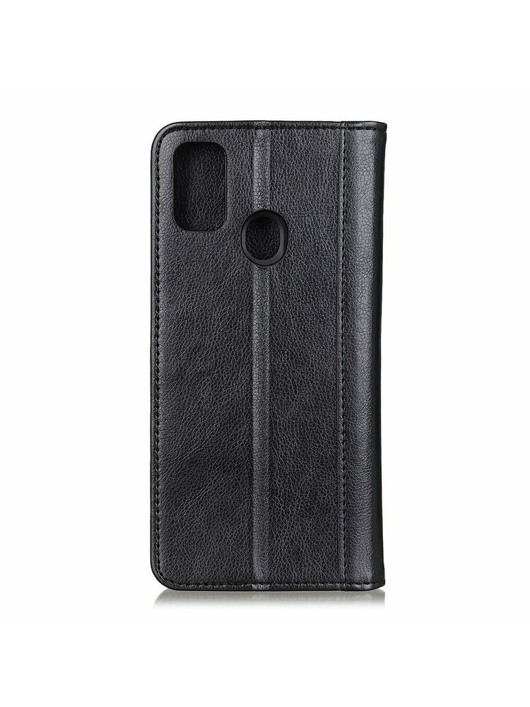 Piniginės dėklas, skirtas Xiaomi Redmi 9C - Litchi Leather - juodas