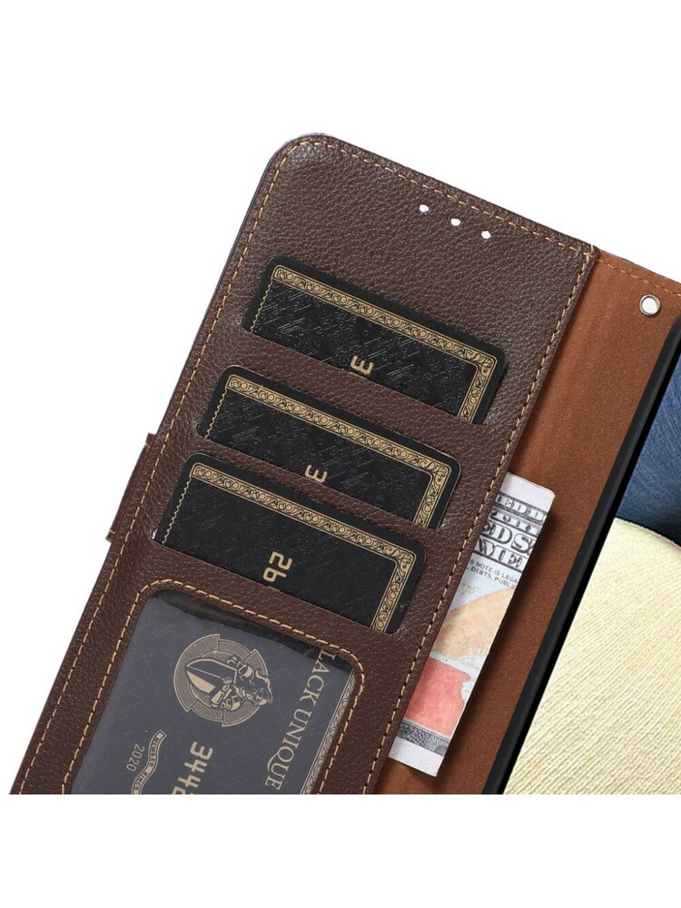 Piniginės dėklas, skirtas Xiaomi Redmi Note 11 / Poco M4 Pro 5G, KHAZNEH, dviejų spalvų, ruda