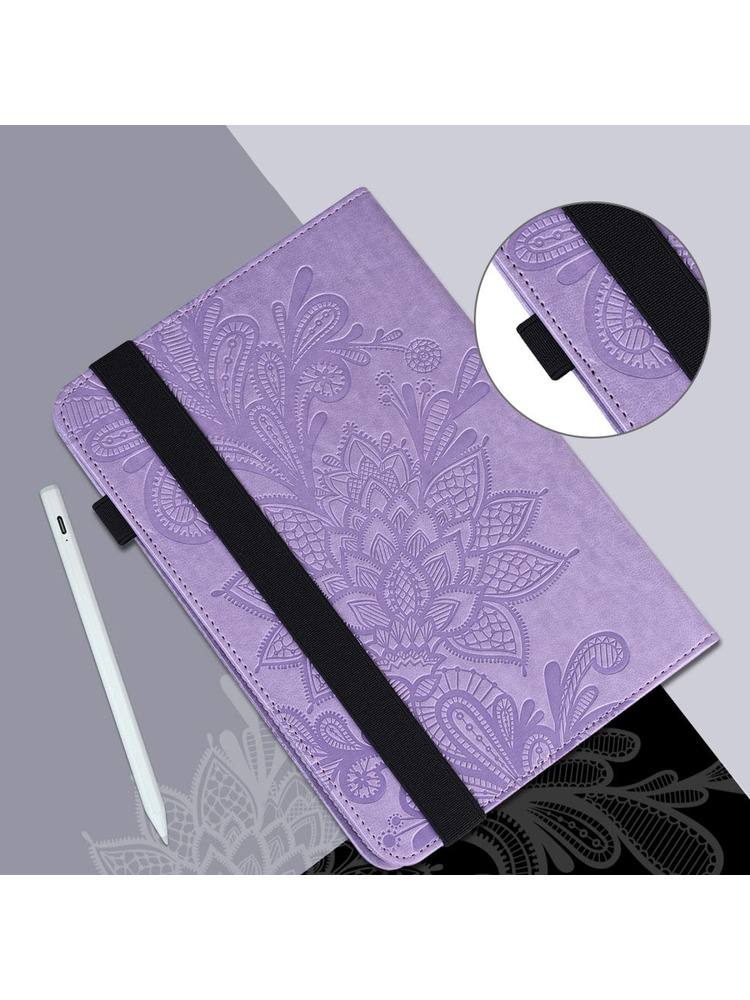 Dėklas, skirtas Samsung Galaxy Tab A7 Lite, stilingas gėlėtas, violetinis
