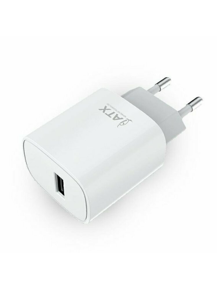 ATX U58 Sieninis įkroviklis, USB + žaibo laidas, 5V/2.4A, Baltas