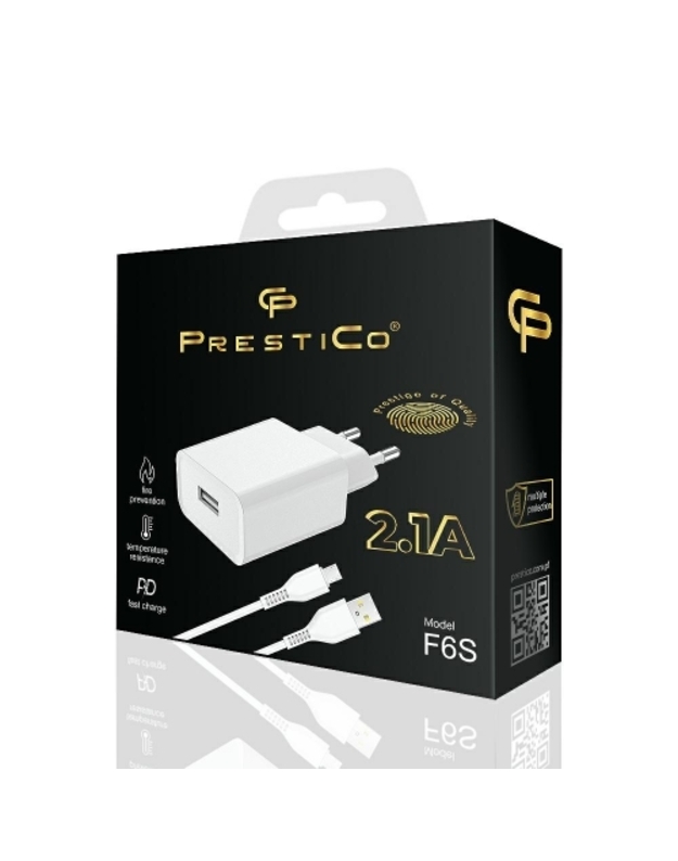 Tinklo įkroviklis Prestico USB įkroviklis 2.1A tipo C  USB kabelis 1vnt