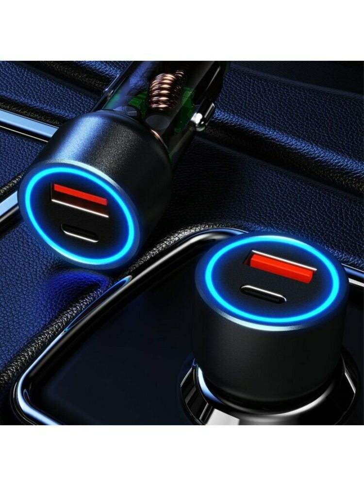 Automobilinis įkroviklis Dudao R4T, 30W, 3A, 1 x USB-A - 1 x USB-C, pilkas